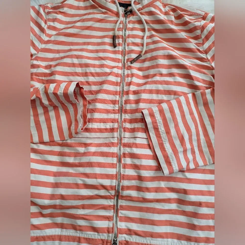 Lafayette 148 New York Joe Lightweight Spring Jacket Rose White Stripe M Medium